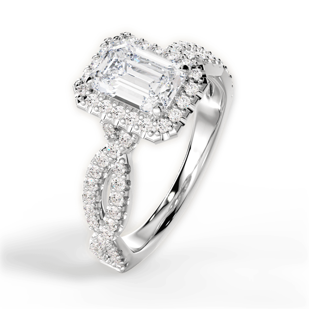 Latoya Emerald Cut Lab Grown Diamond 14Kt White Gold Engagement Ring - View 4