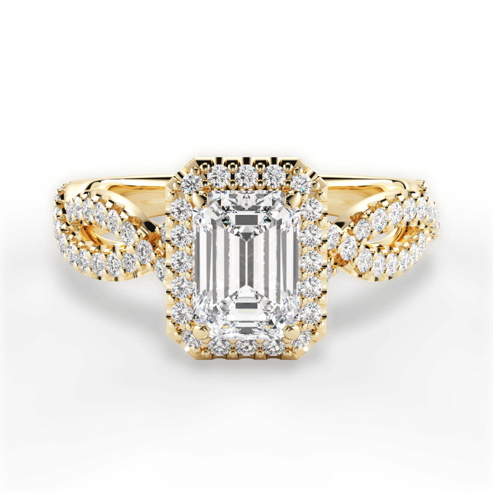 Latoya Emerald Cut Lab Grown Diamond 18Kt Yellow Gold Engagement Ring