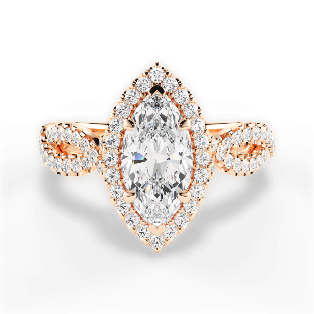 Latoya Marquise Cut Lab Grown Diamond 18Kt Rose Gold Engagement Ring