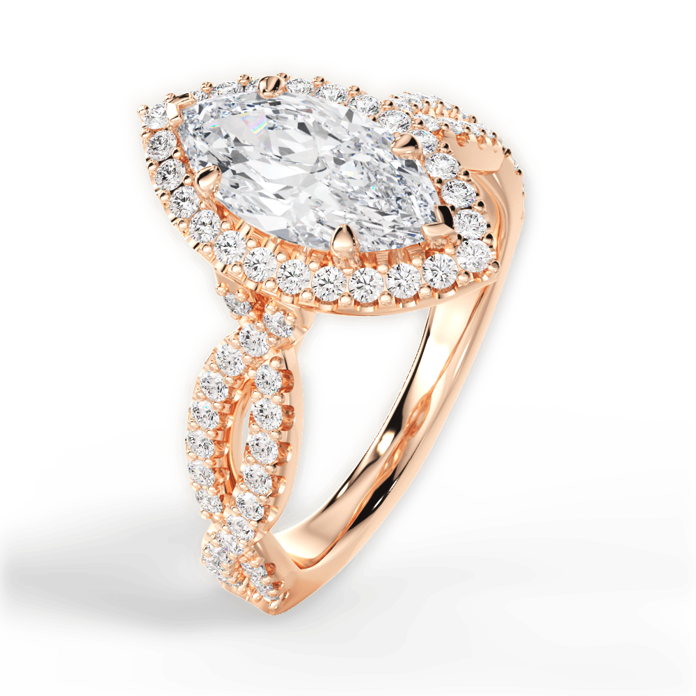 Latoya Marquise Cut Lab Grown Diamond 18Kt Rose Gold Engagement Ring - View 4