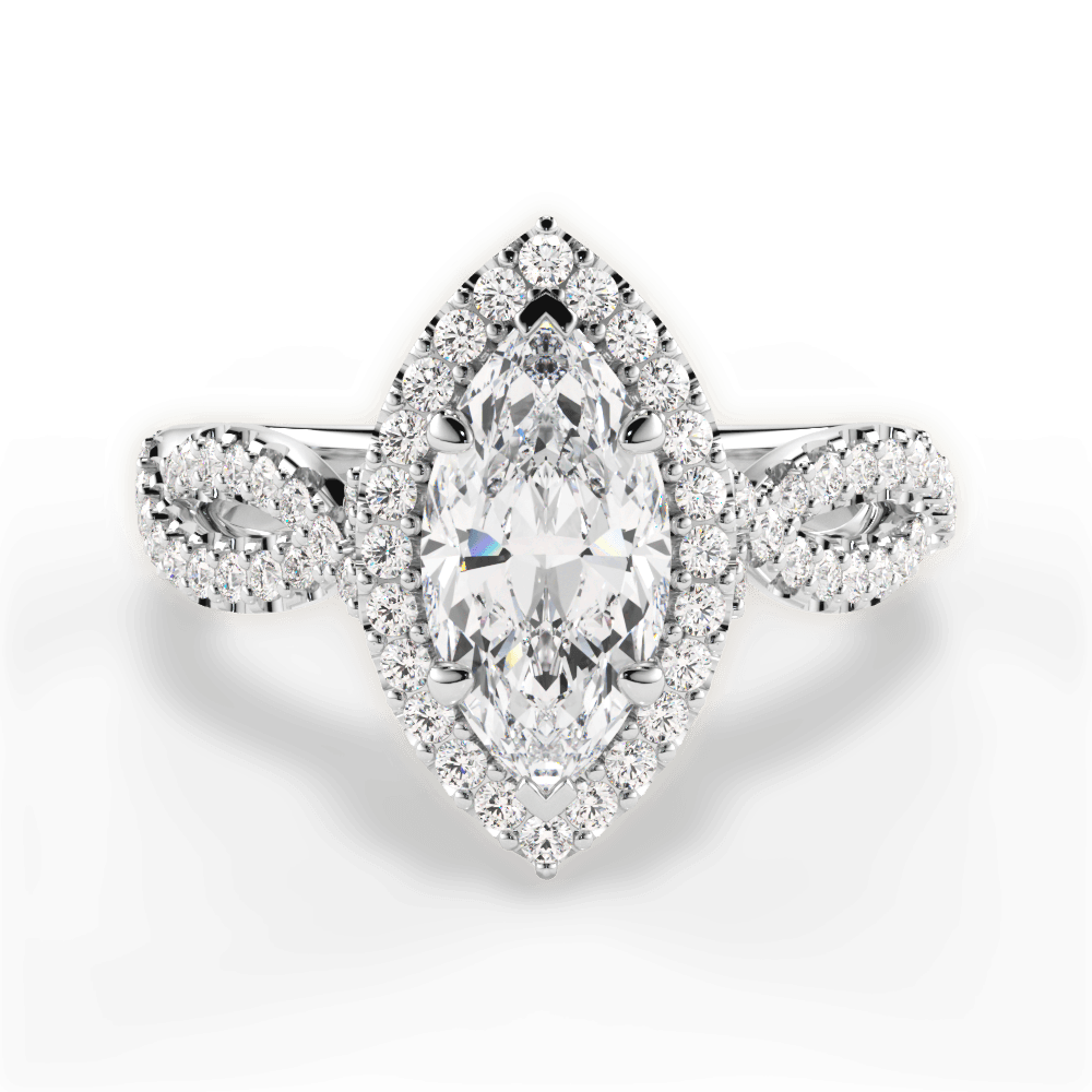 Latoya Marquise Cut Lab Grown Diamond 14Kt White Gold Engagement Ring