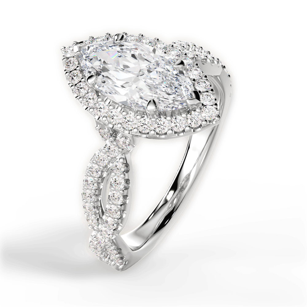 Latoya Marquise Cut Lab Grown Diamond 14Kt White Gold Engagement Ring - View 3