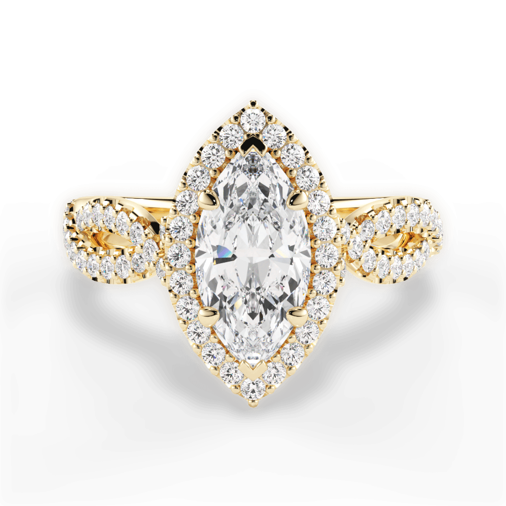 Latoya Marquise Cut Lab Grown Diamond 18Kt Yellow Gold Engagement Ring