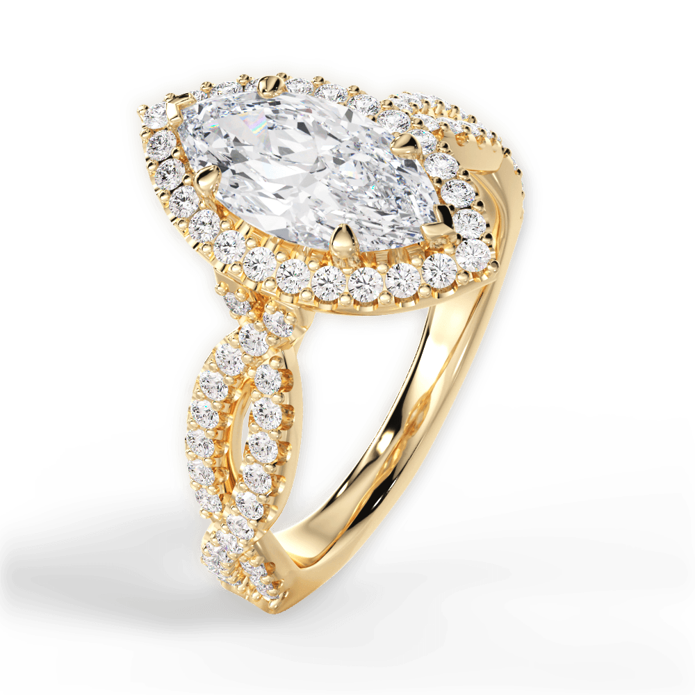 Latoya Marquise Cut Lab Grown Diamond 18Kt Yellow Gold Engagement Ring - View 3