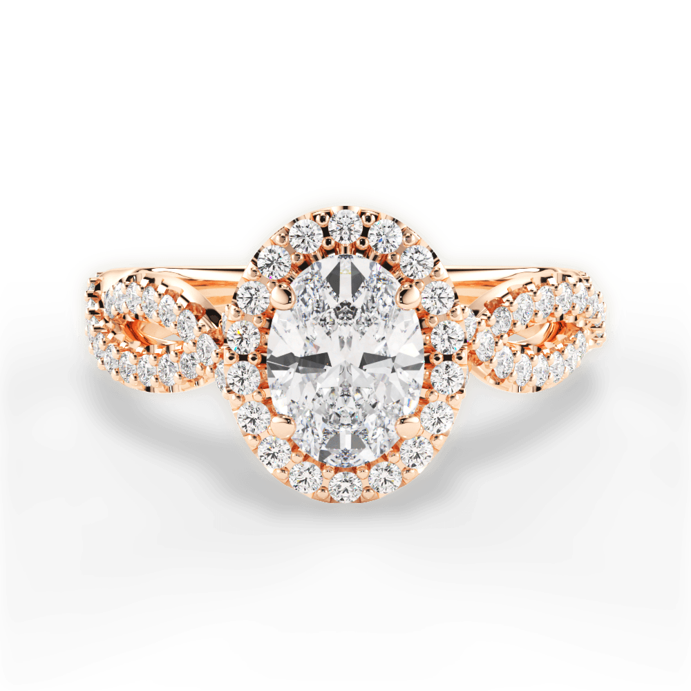 Latoya Oval Cut Lab Grown Diamond 18Kt Rose Gold Engagement Ring
