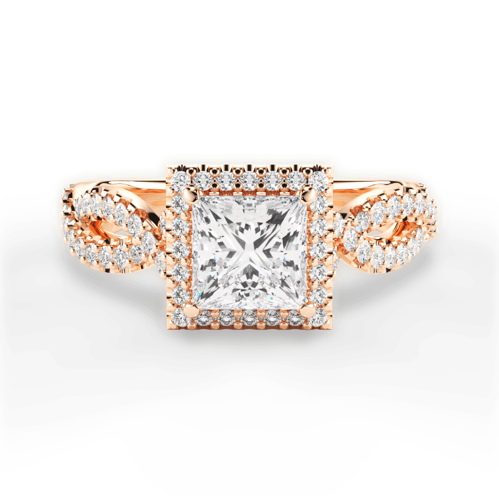 Latoya Princess Cut Lab Grown Diamond 18Kt Rose Gold Engagement Ring