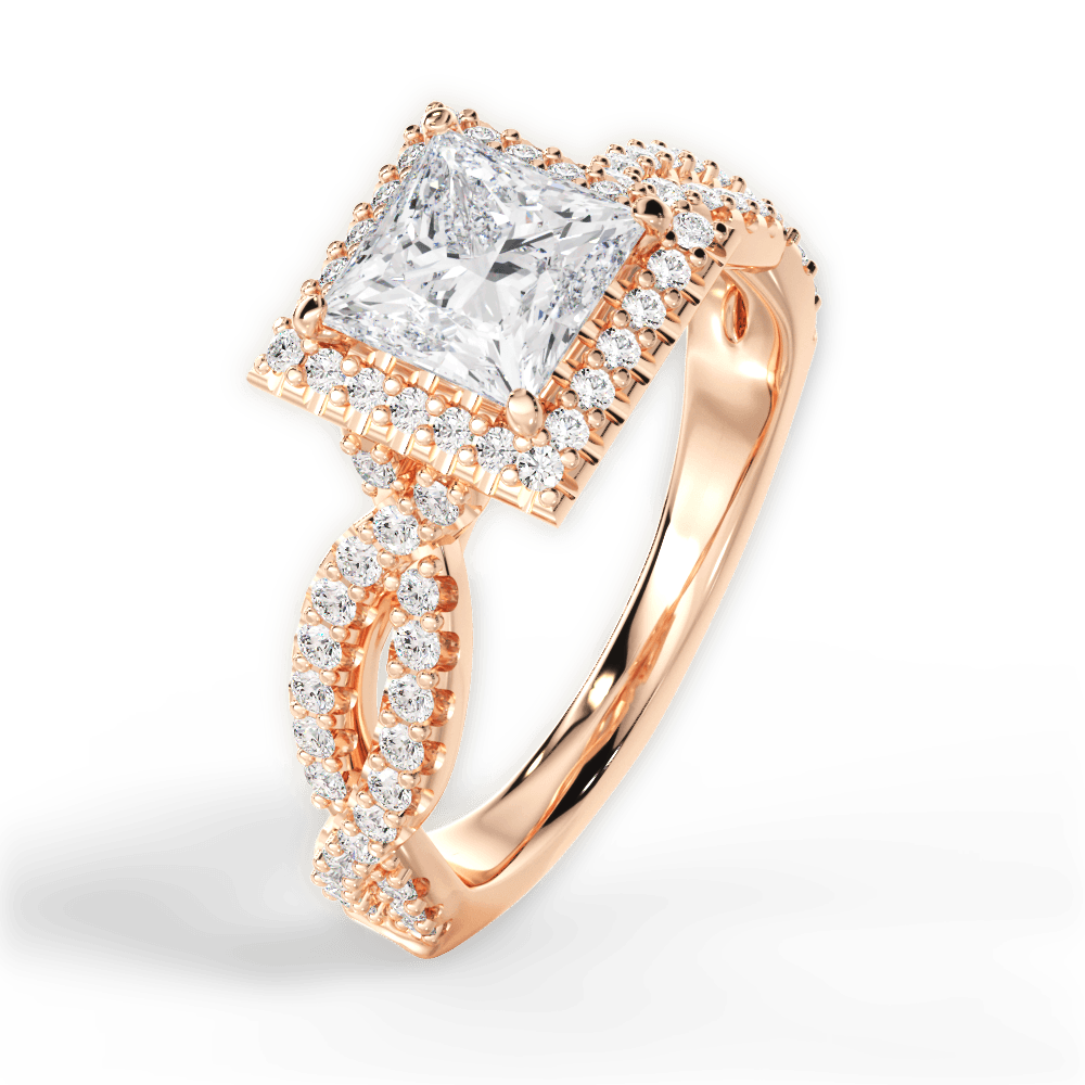 Latoya Princess Cut Lab Grown Diamond 18Kt Rose Gold Engagement Ring - View 3