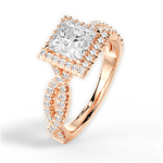 Latoya Princess Cut Lab Grown Diamond 18Kt Rose Gold Engagement Ring - View 3