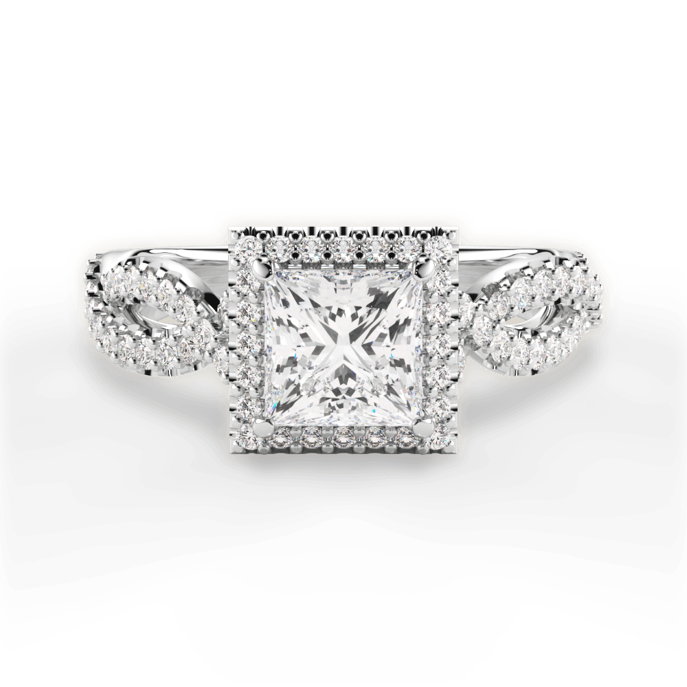 Latoya Princess Cut Lab Grown Diamond 14Kt White Gold Engagement Ring
