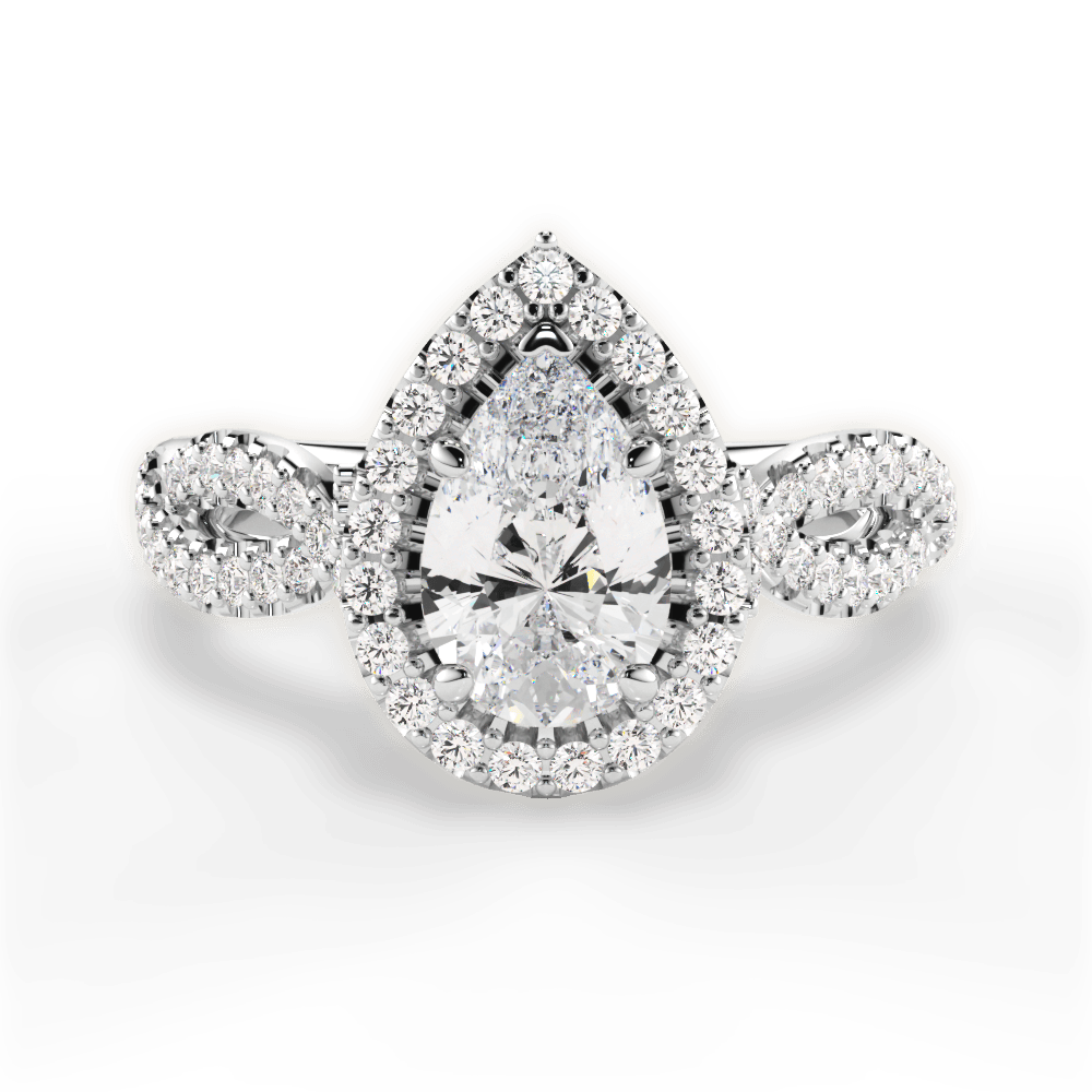 Latoya Pear Cut Lab Grown Diamond 18Kt White Gold Engagement Ring