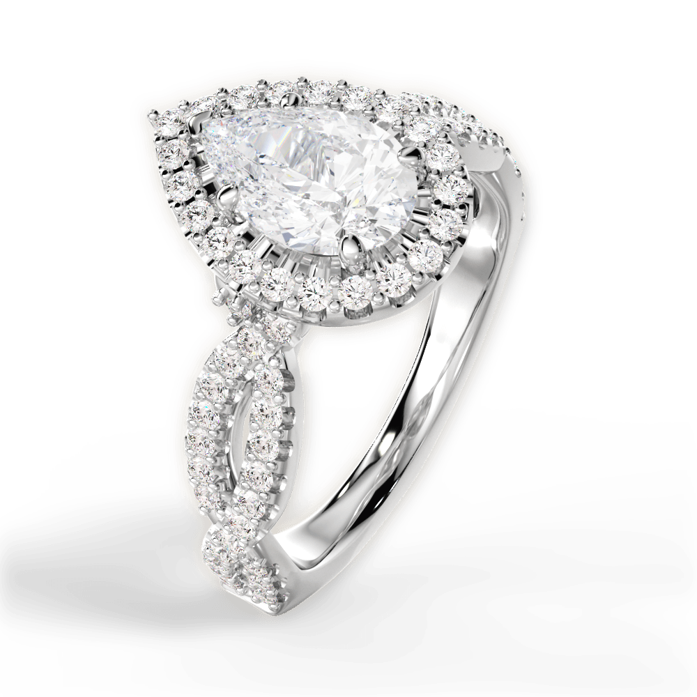 Latoya Pear Cut Lab Grown Diamond Platinum Engagement Ring - View 3