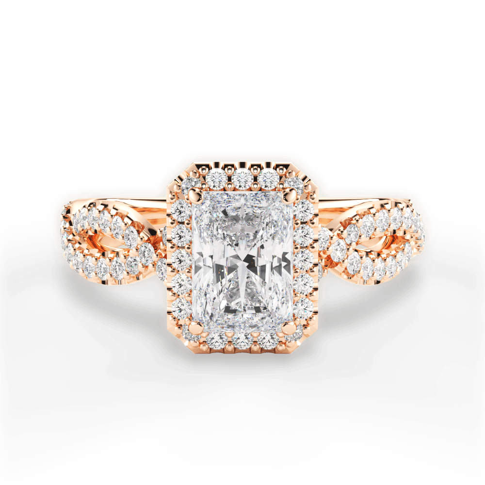 Latoya Radiant Cut Lab Grown Diamond 18Kt Rose Gold Engagement Ring