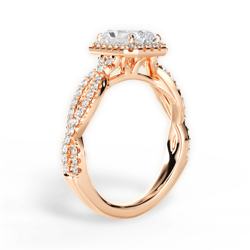 Latoya Radiant Cut Lab Grown Diamond 18Kt Rose Gold Engagement Ring - View 2