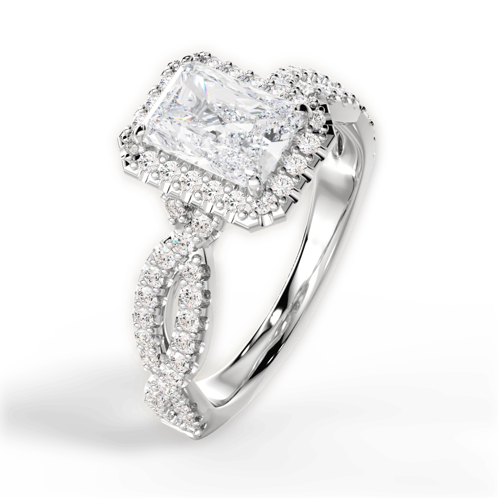 Latoya Radiant Cut Lab Grown Diamond 14Kt White Gold Engagement Ring - View 3