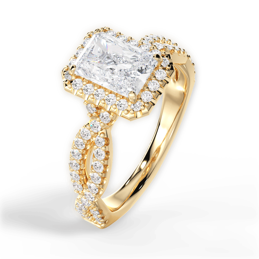 Latoya Radiant Cut Lab Grown Diamond 18Kt Yellow Gold Engagement Ring - View 2