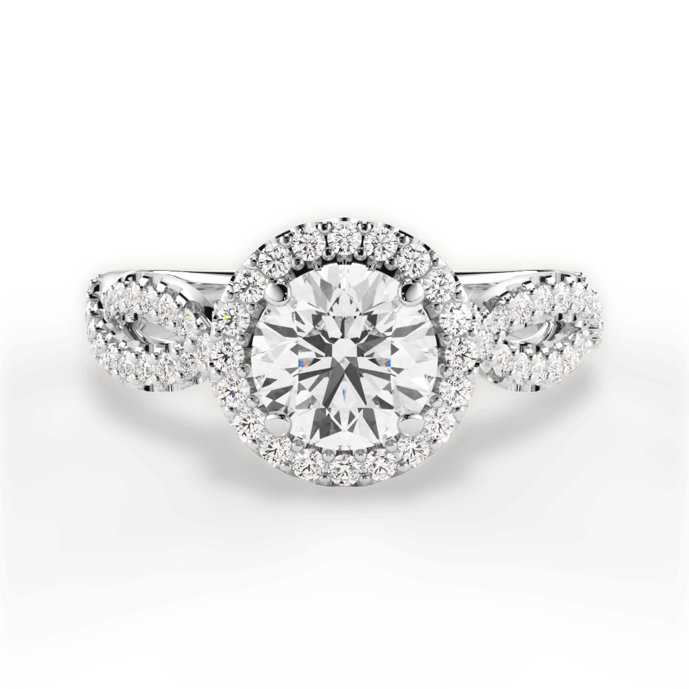 Latoya Round Cut Lab Grown Diamond 18Kt White Gold Engagement Ring