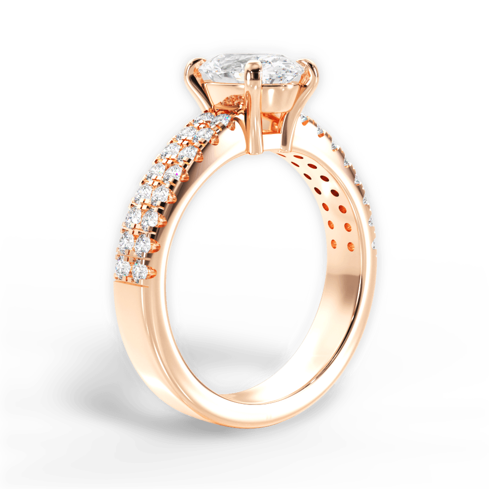 Kayla Oval Cut Lab Grown Diamond 18Kt Rose Gold Engagement Ring - View 3