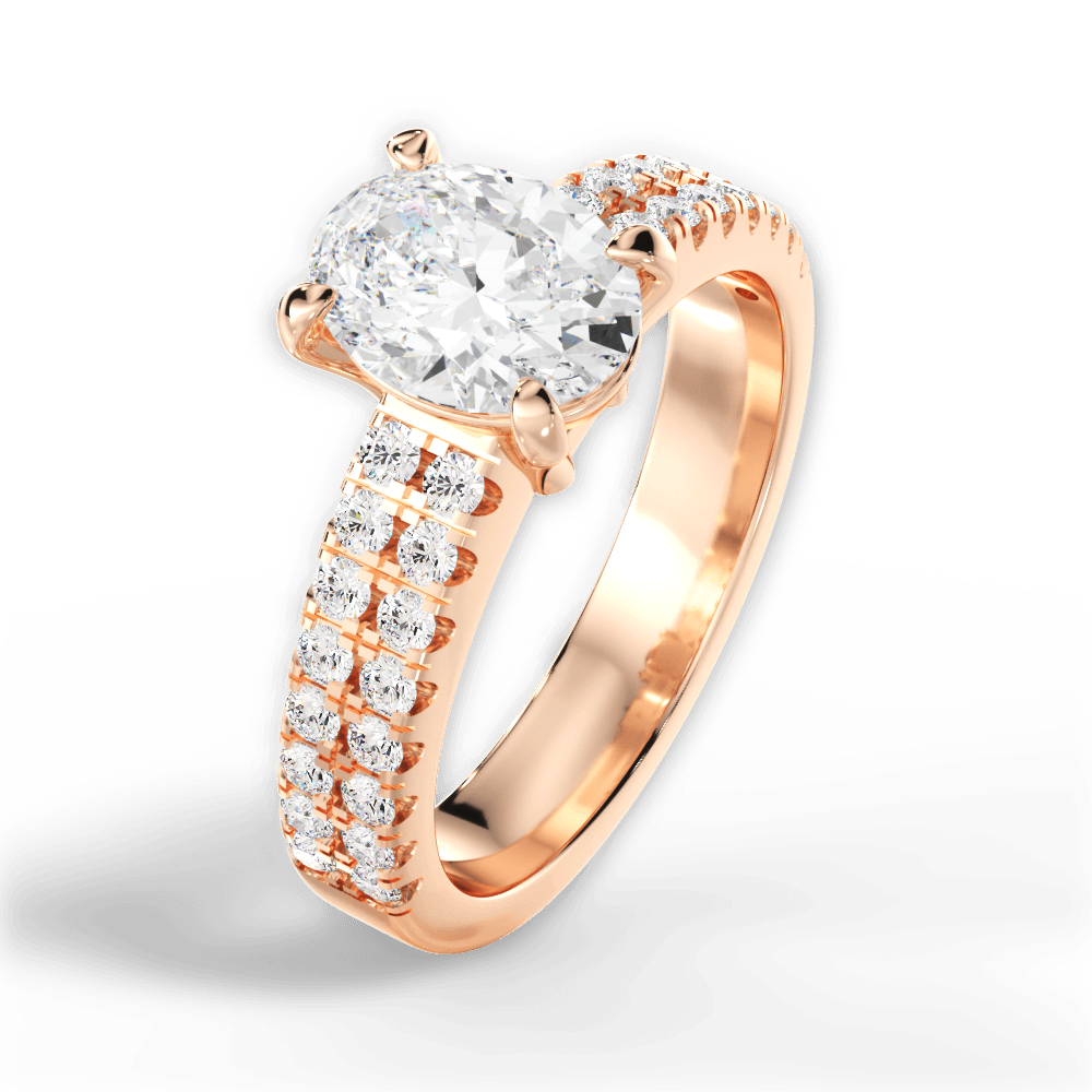 Kayla Oval Cut Lab Grown Diamond 18Kt Rose Gold Engagement Ring - View 4