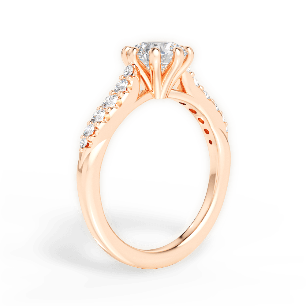 Erin Round Cut Lab Grown Diamond 18Kt Rose Gold Engagement Ring - View 3