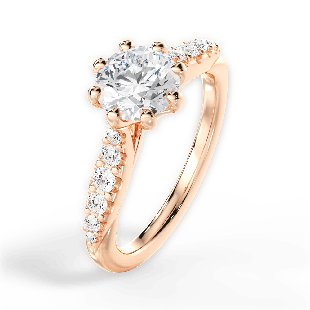 Erin Round Cut Lab Grown Diamond 18Kt Rose Gold Engagement Ring - View 2