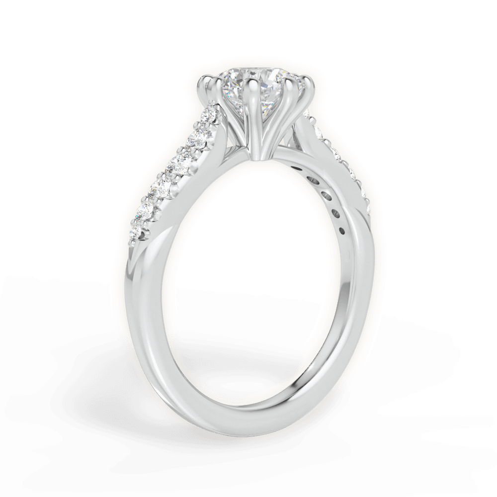 Erin Round Cut Lab Grown Diamond 14Kt White Gold Engagement Ring - View 3