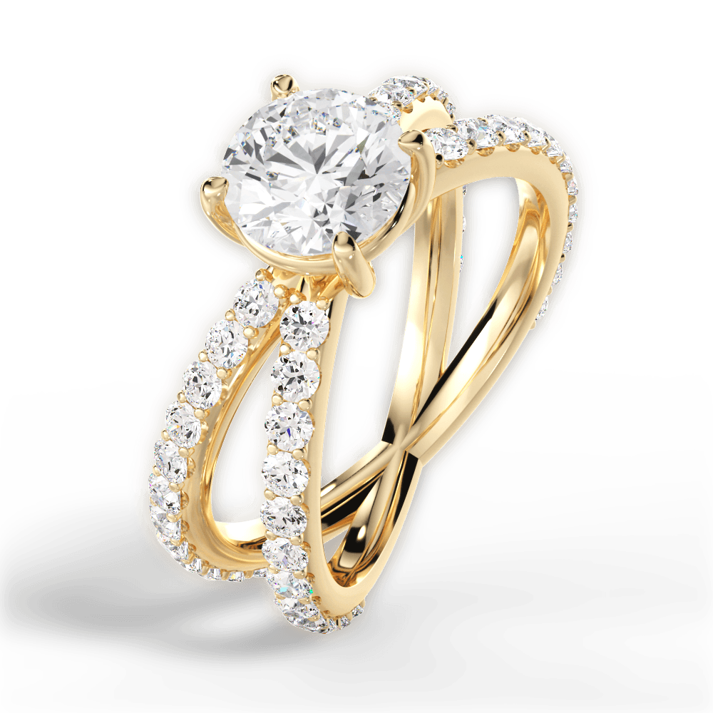 Lauren Round Cut Lab Grown Diamond 18Kt Yellow Gold Engagement Ring - View 3