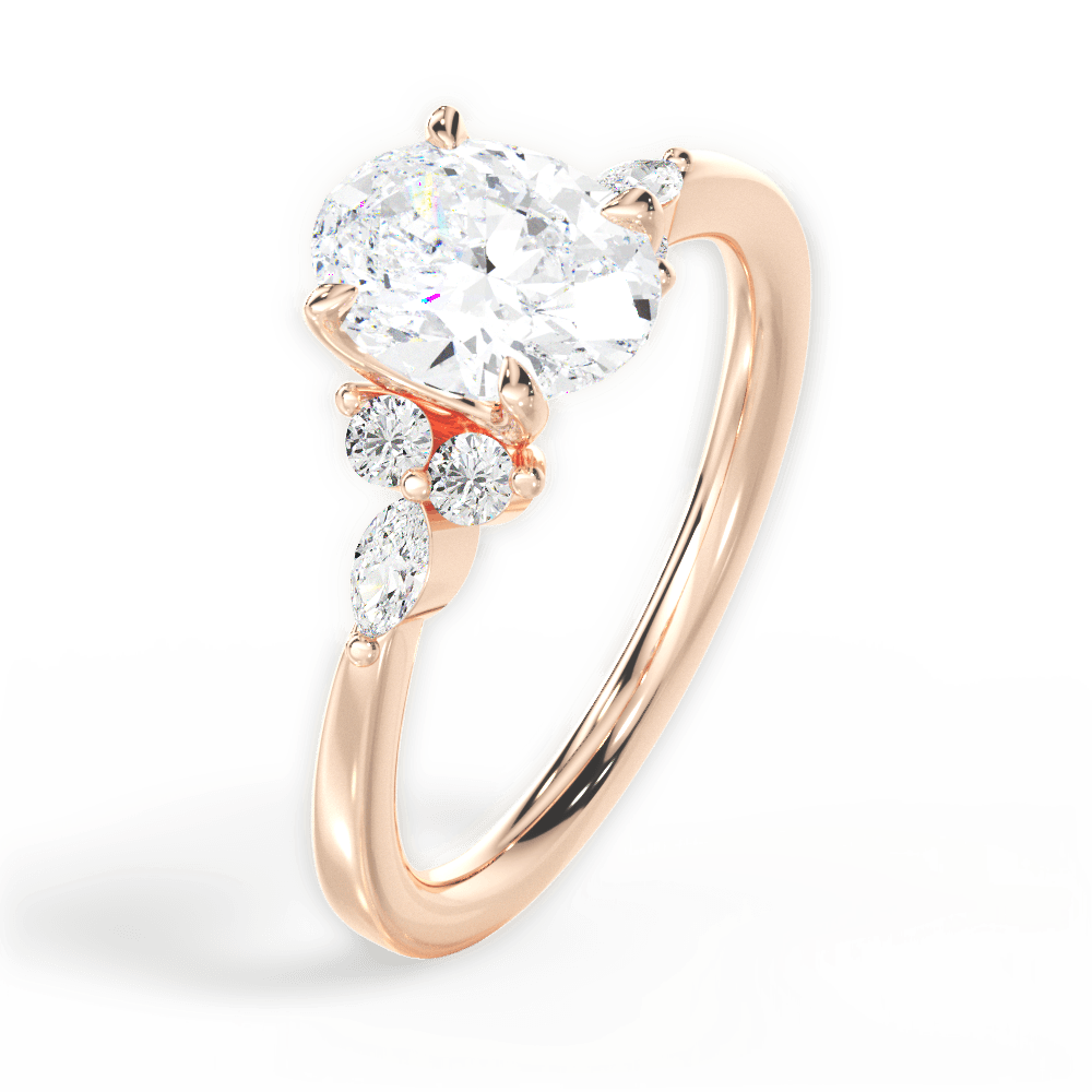 Cynthia Oval Cut Lab Grown Diamond 18Kt Rose Gold Engagement Ring - View 4