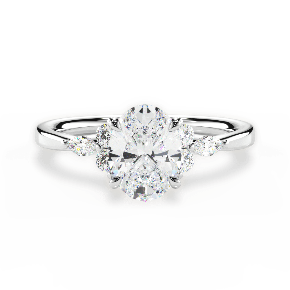 Cynthia Oval Cut Lab Grown Diamond 14Kt White Gold Engagement Ring