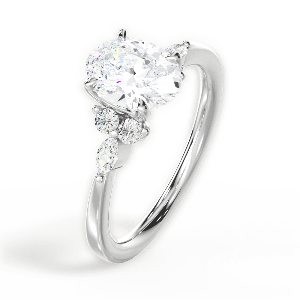 Cynthia Oval Cut Lab Grown Diamond Platinum Engagement Ring - View 4