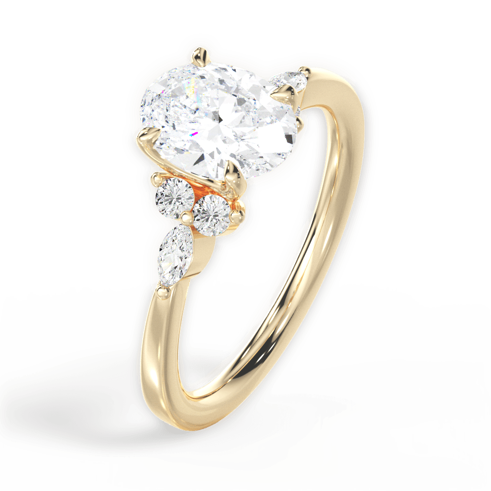 Cynthia Oval Cut Lab Grown Diamond 18Kt Yellow Gold Engagement Ring - View 4