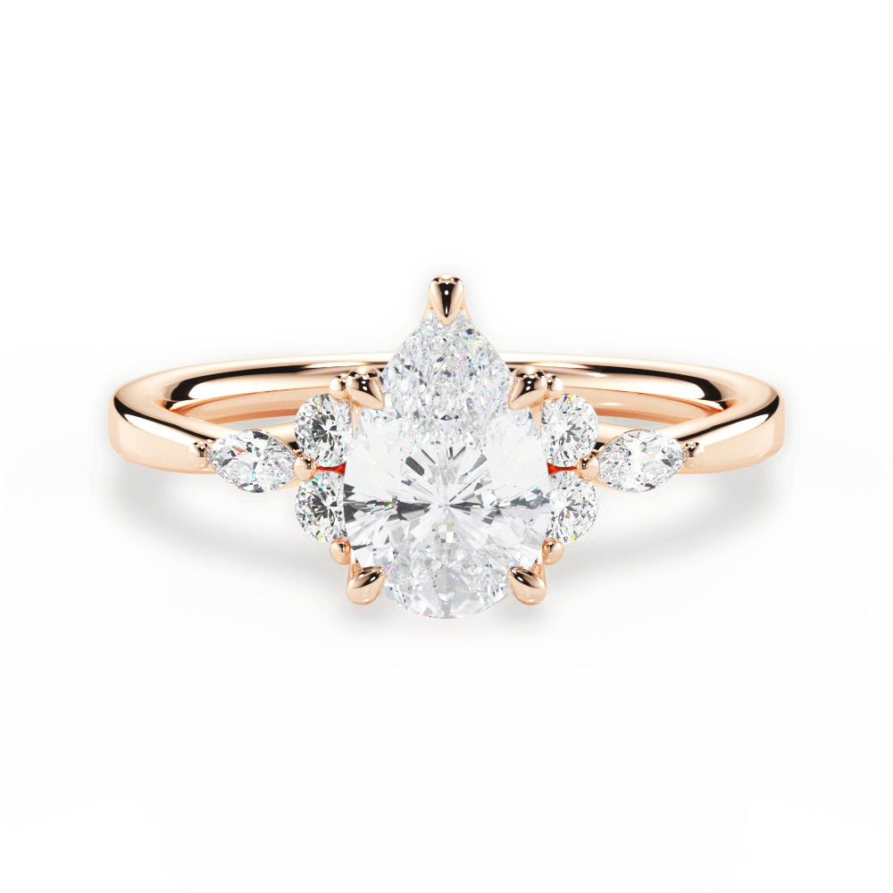 Cynthia Pear Cut Lab Grown Diamond 18Kt Rose Gold Engagement Ring