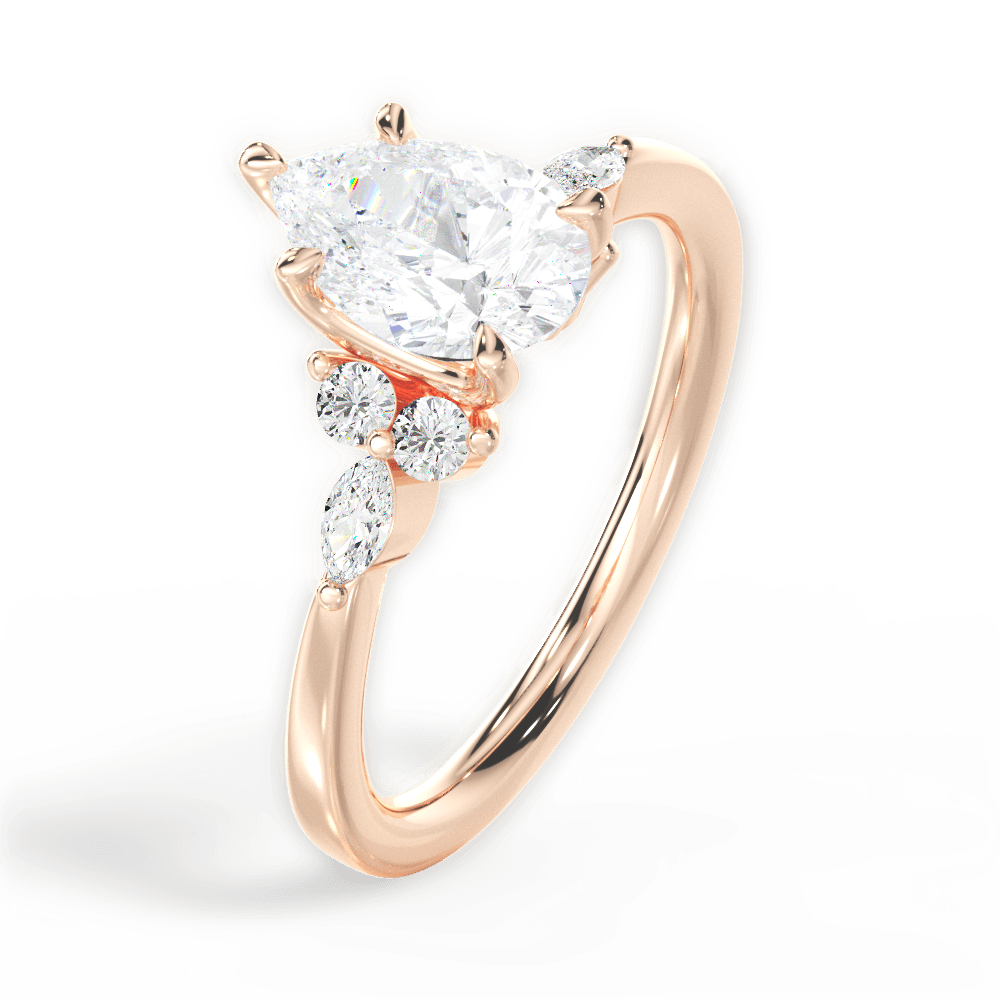 Cynthia Pear Cut Lab Grown Diamond 18Kt Rose Gold Engagement Ring - View 3