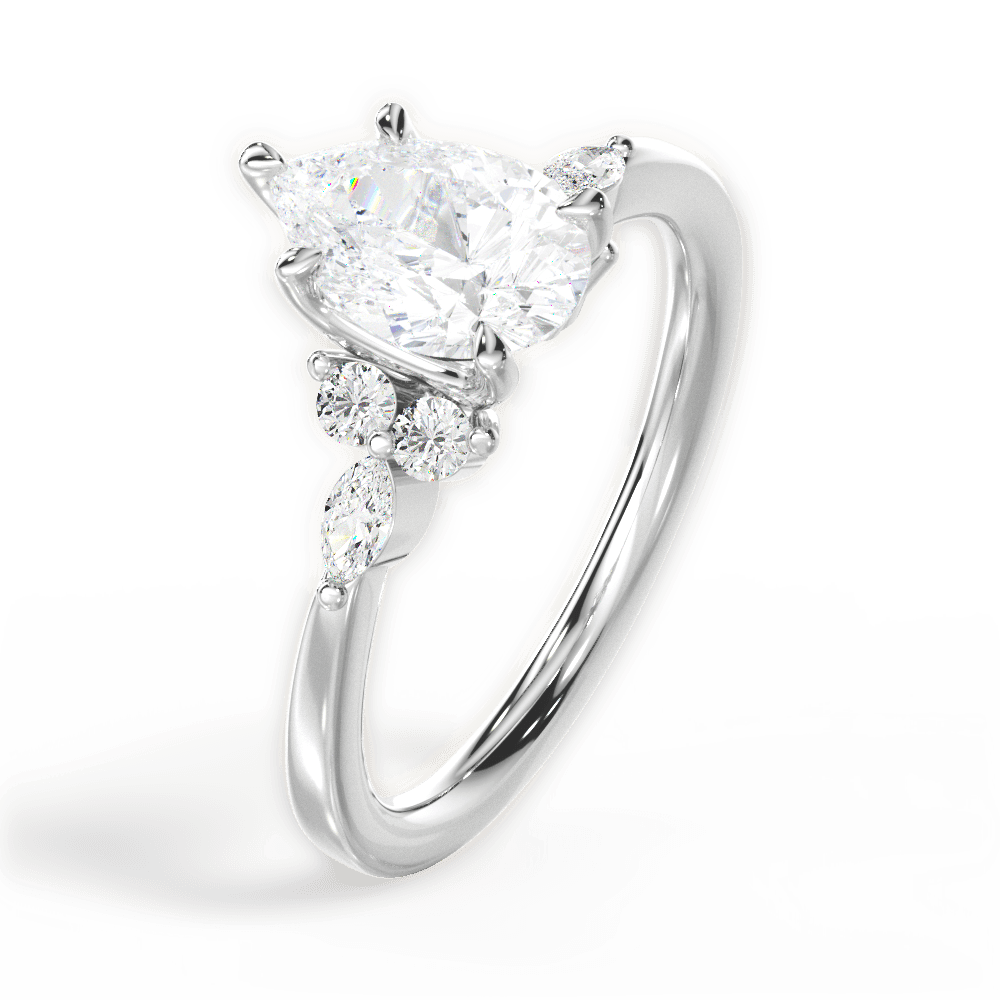Cynthia Pear Cut Lab Grown Diamond 14Kt White Gold Engagement Ring - View 4