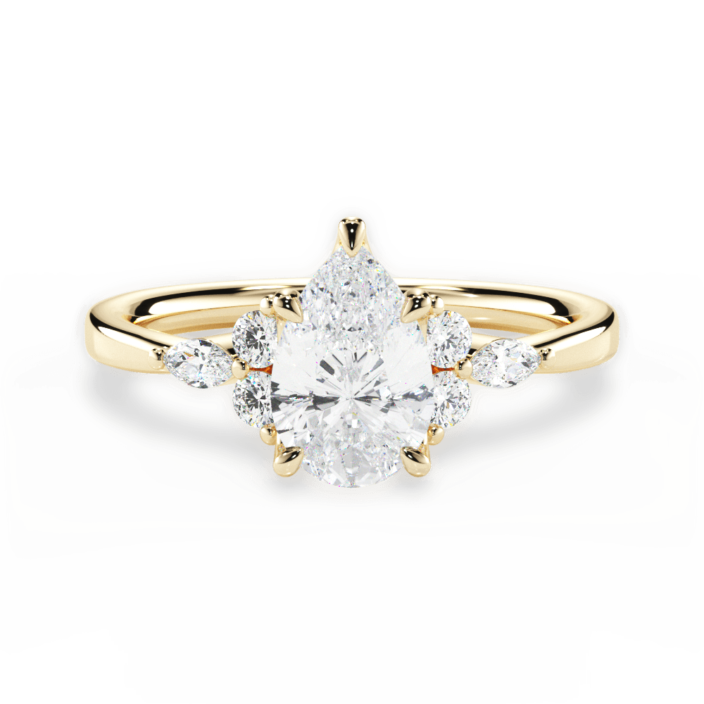 Cynthia Pear Cut Lab Grown Diamond 18Kt Yellow Gold Engagement Ring