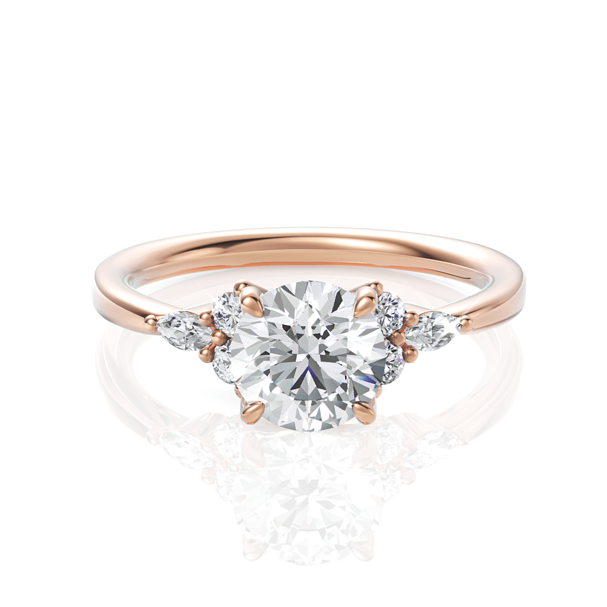 Cynthia Round Cut Lab Grown Diamond 18Kt Rose Gold Engagement Ring