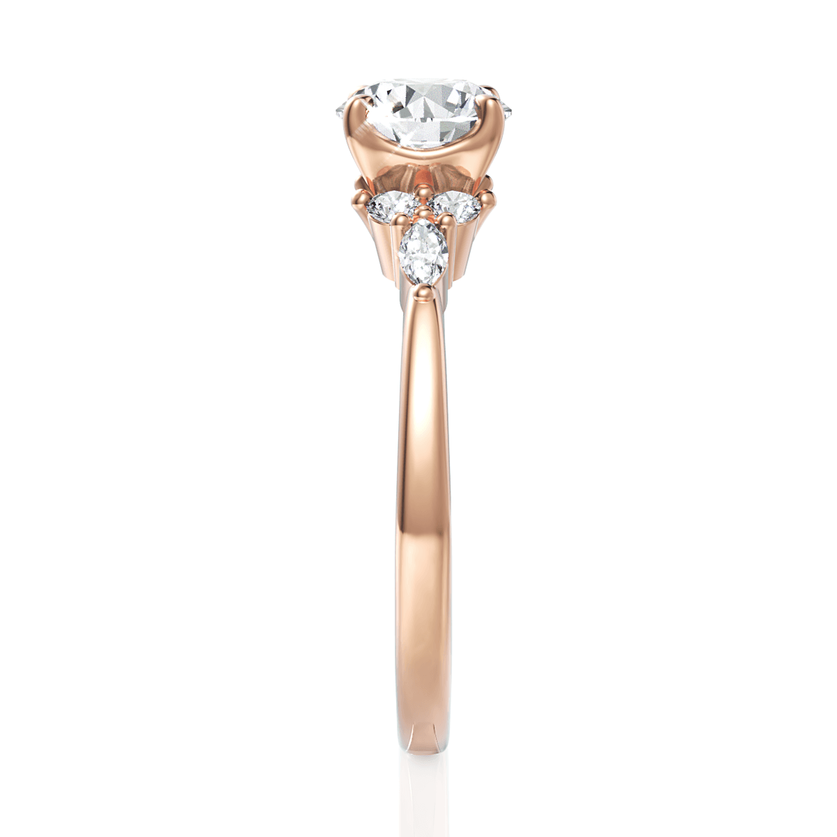 Cynthia Round Cut Lab Grown Diamond 18Kt Rose Gold Engagement Ring - View 3