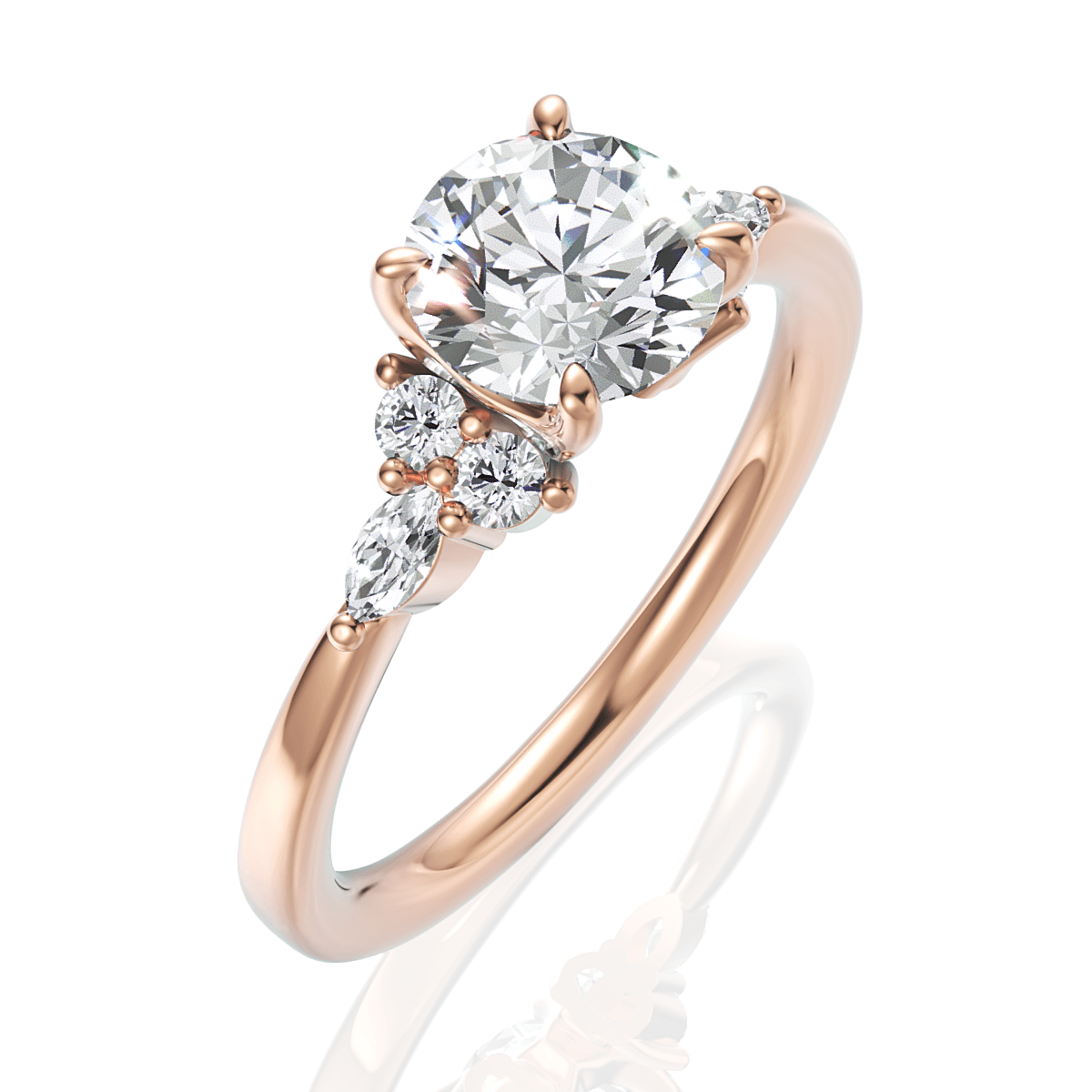 Cynthia Round Cut Lab Grown Diamond 18Kt Rose Gold Engagement Ring - View 2