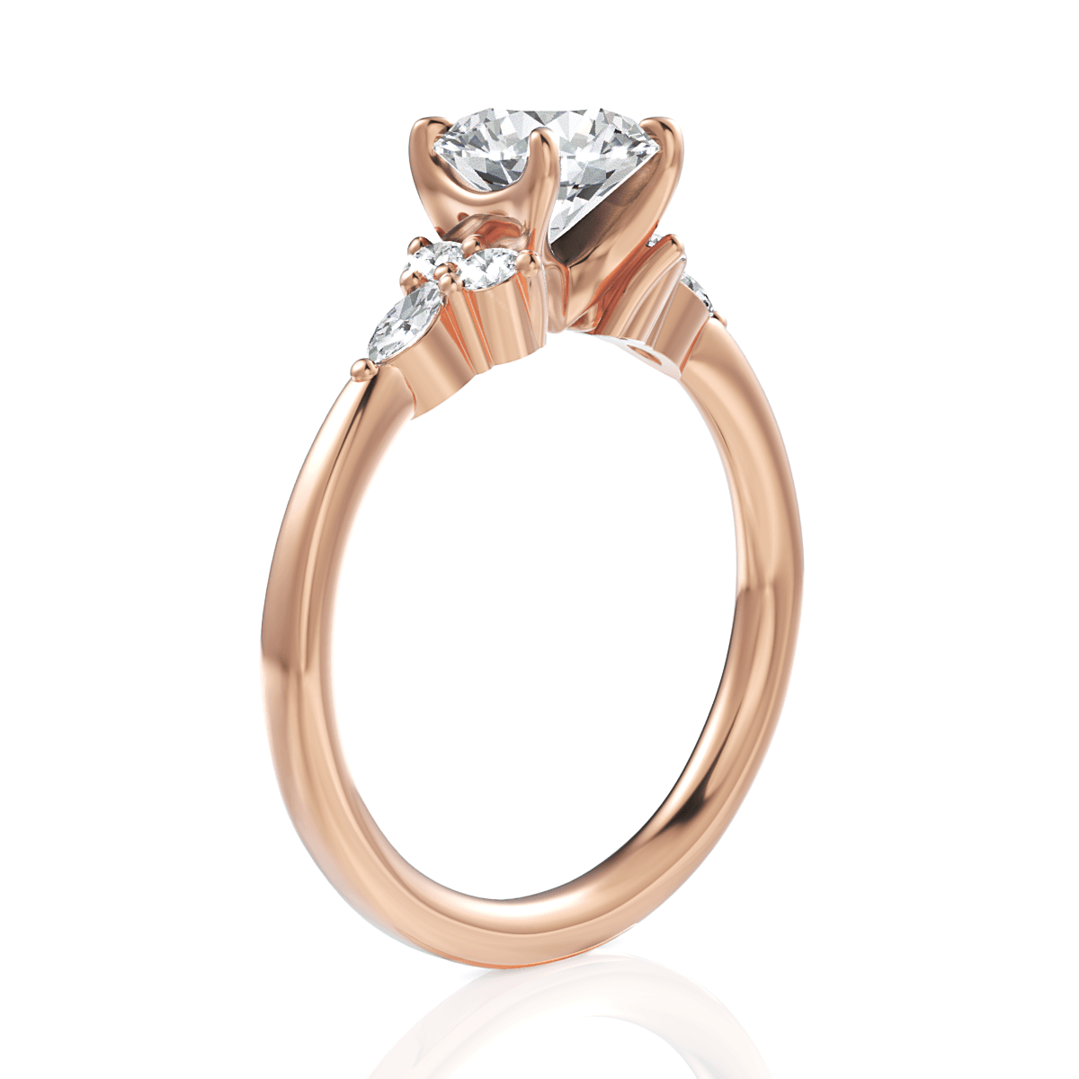 Cynthia Round Cut Lab Grown Diamond 18Kt Rose Gold Engagement Ring - View 4