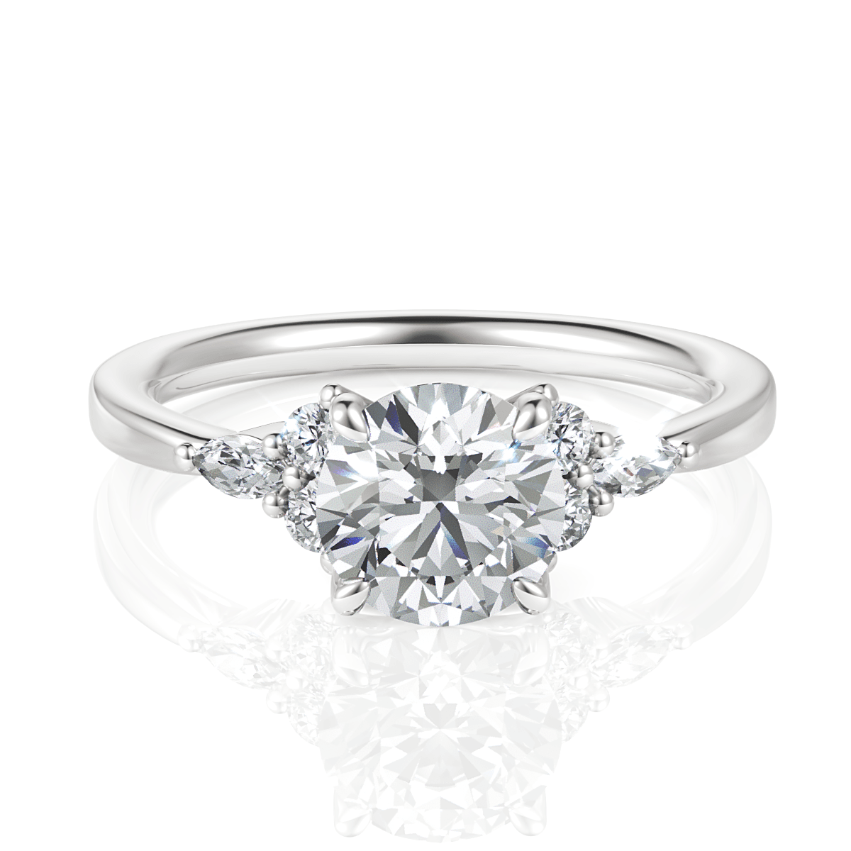 Cynthia Round Cut Lab Grown Diamond Platinum Engagement Ring