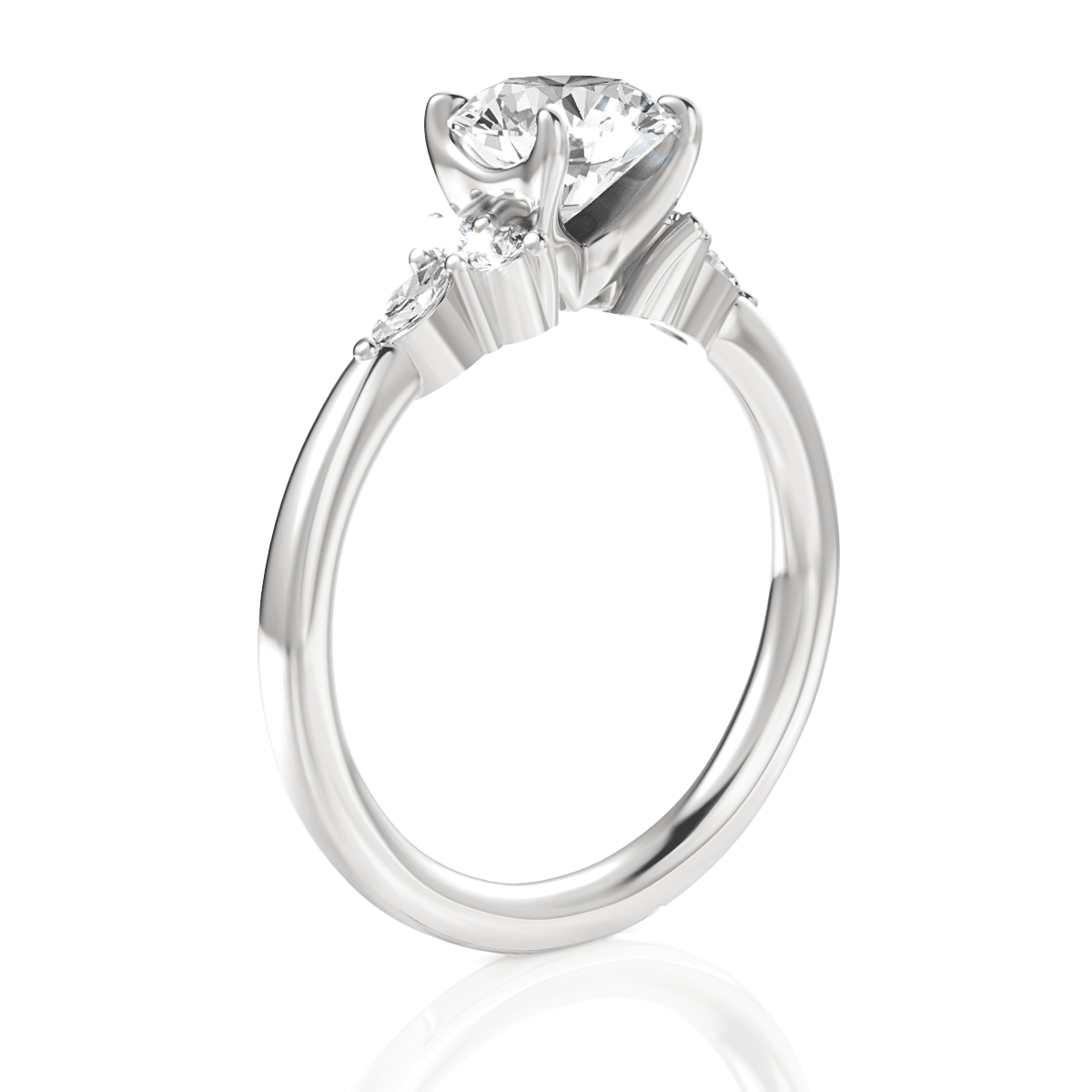 Cynthia Round Cut Lab Grown Diamond 18Kt White Gold Engagement Ring - View 2