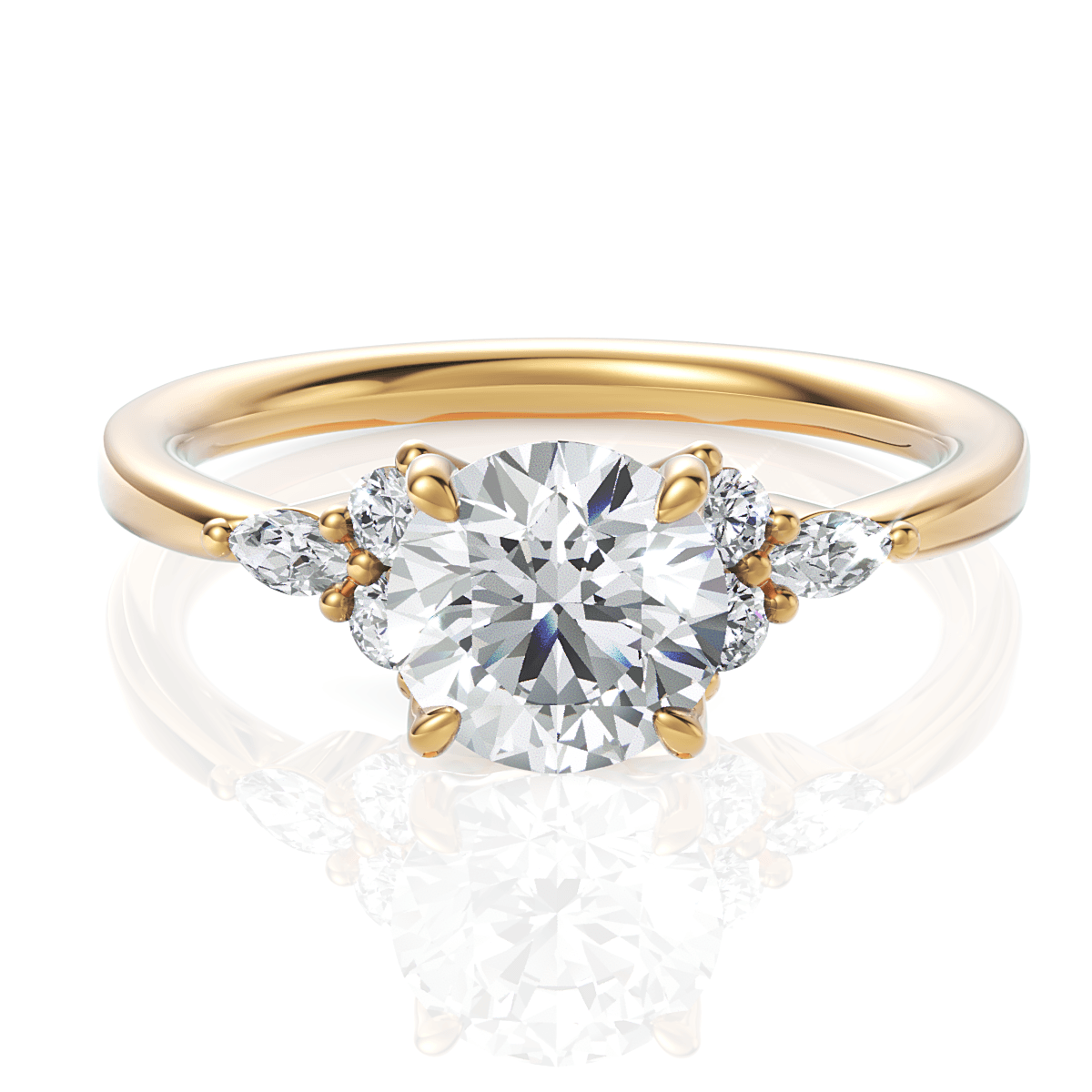 Cynthia Round Cut Lab Grown Diamond 18Kt Yellow Gold Engagement Ring