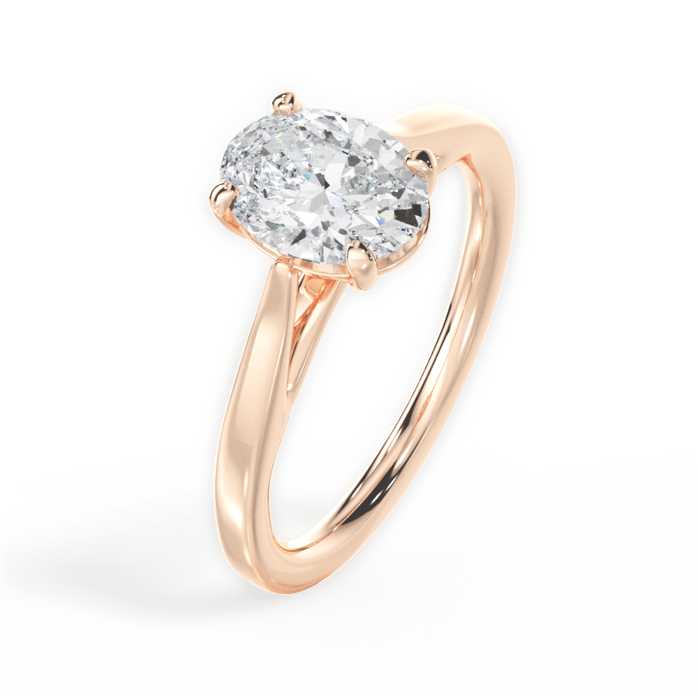 Angie Oval Cut Lab Grown Diamond 18Kt Rose Gold Engagement Ring - View 2