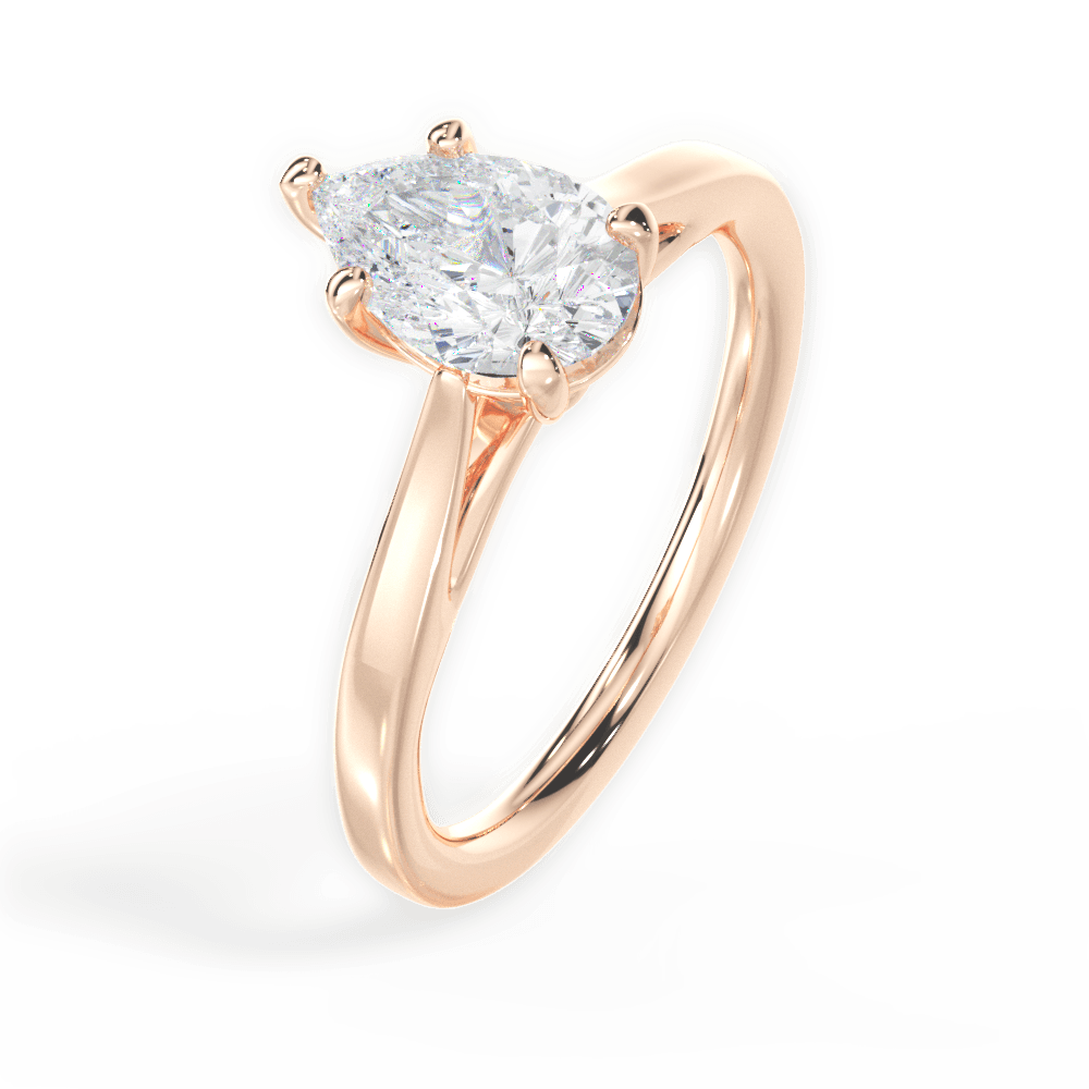 Angie Pear Cut Lab Grown Diamond 18Kt Rose Gold Engagement Ring - View 2