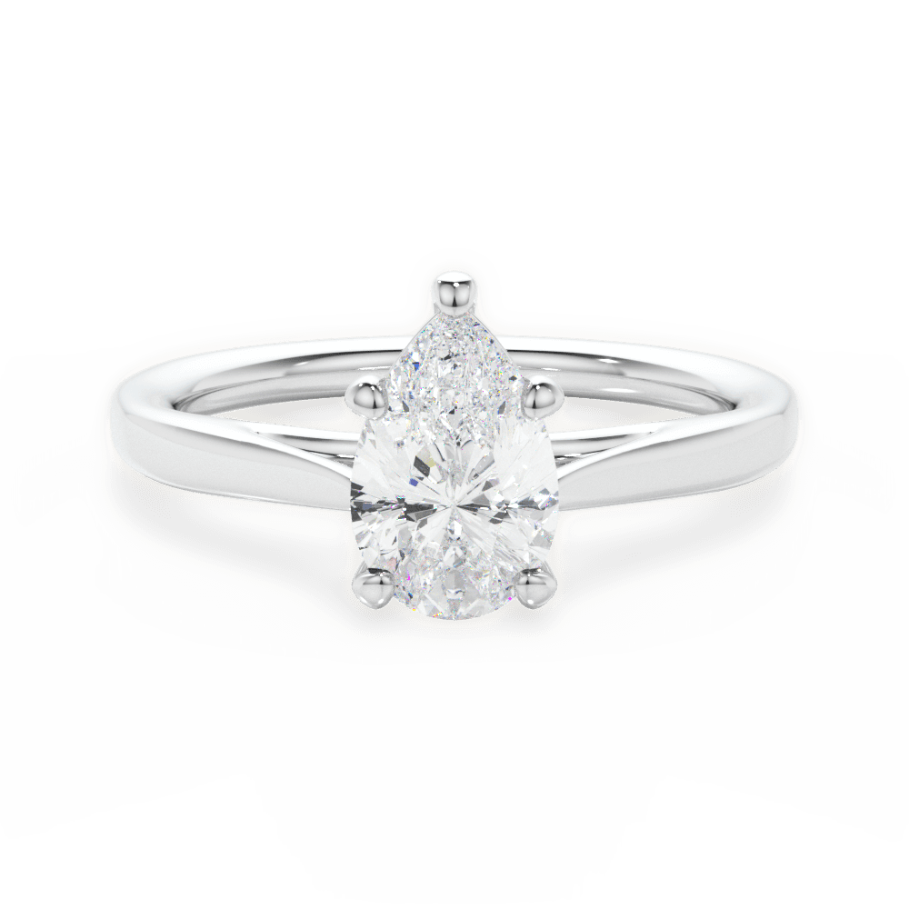 Angie Pear Cut Lab Grown Diamond 14Kt White Gold Engagement Ring