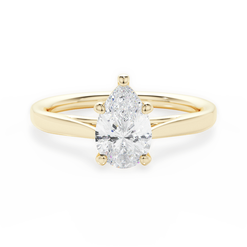 Angie Pear Cut Lab Grown Diamond 18Kt Yellow Gold Engagement Ring