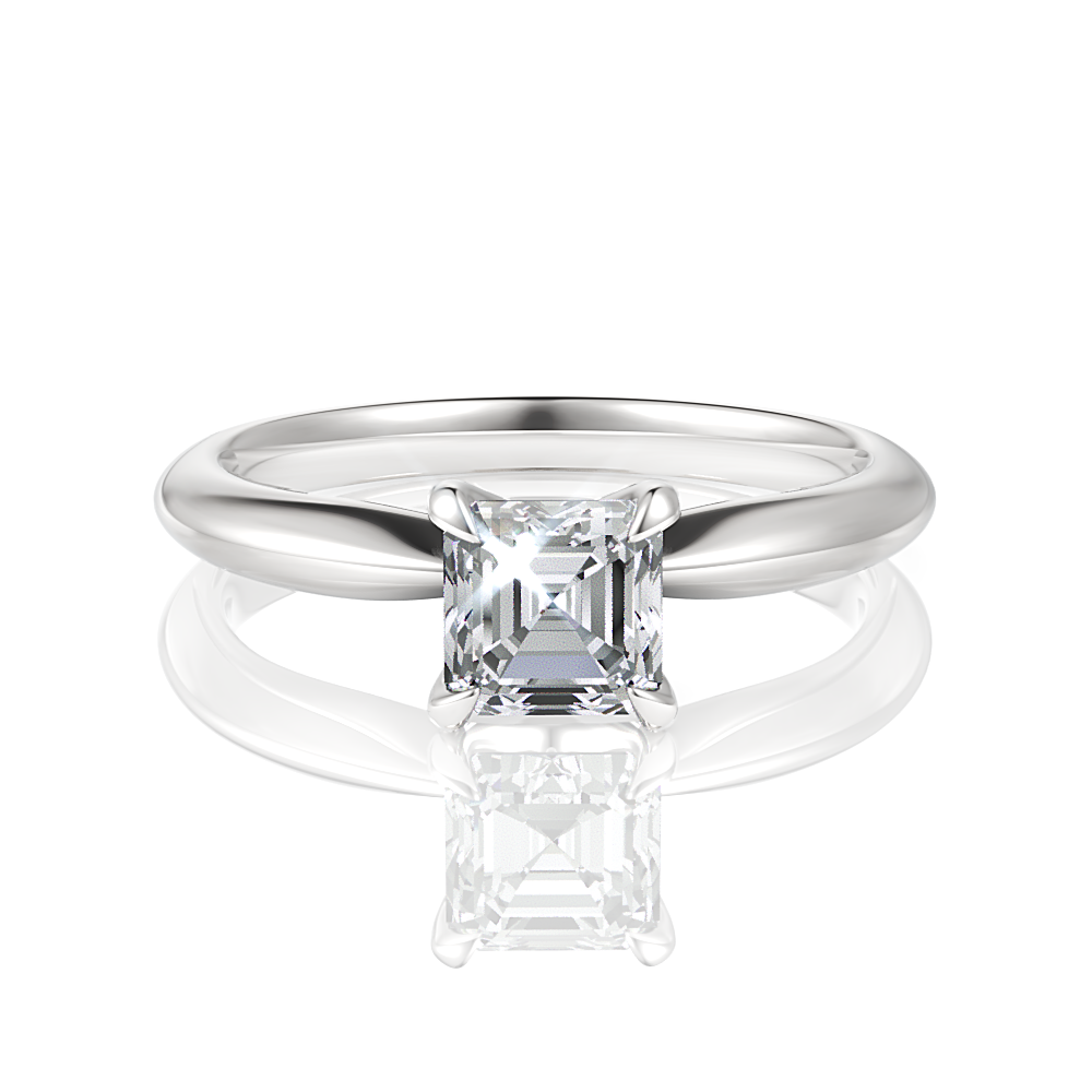 Beatrice Asscher Cut Lab Grown Diamond 18Kt White Gold Engagement Ring