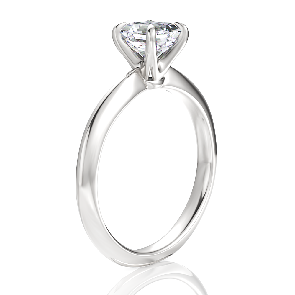 Beatrice Asscher Cut Lab Grown Diamond 14Kt White Gold Engagement Ring - View 3