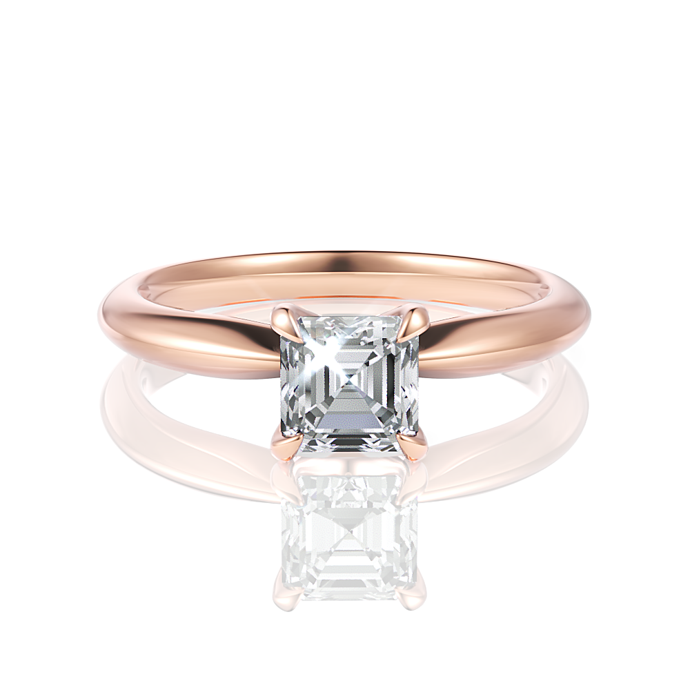 Beatrice Asscher Cut Lab Grown Diamond 18Kt Rose Gold Engagement Ring