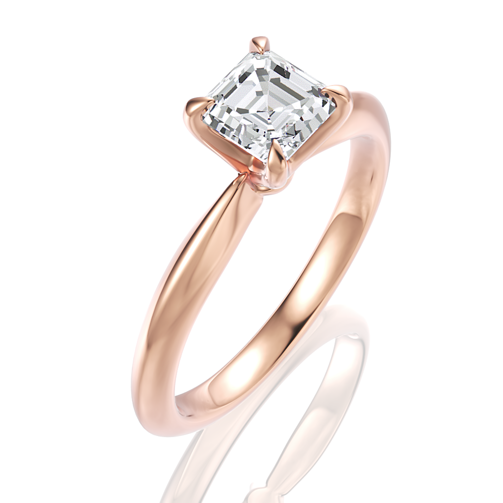 Beatrice Asscher Cut Lab Grown Diamond 18Kt Rose Gold Engagement Ring - View 2