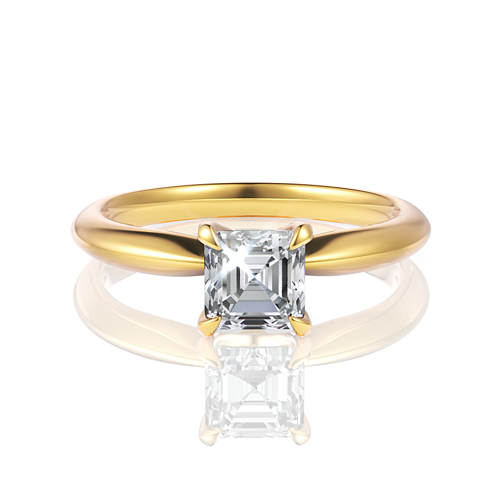 Beatrice Asscher Cut Lab Grown Diamond 18Kt Yellow Gold Engagement Ring